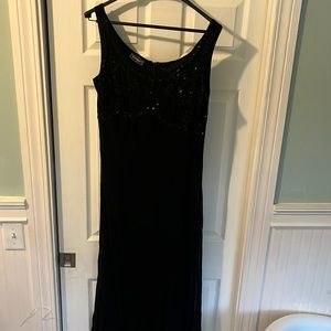Full length beaded Nostalgia dress black tie event